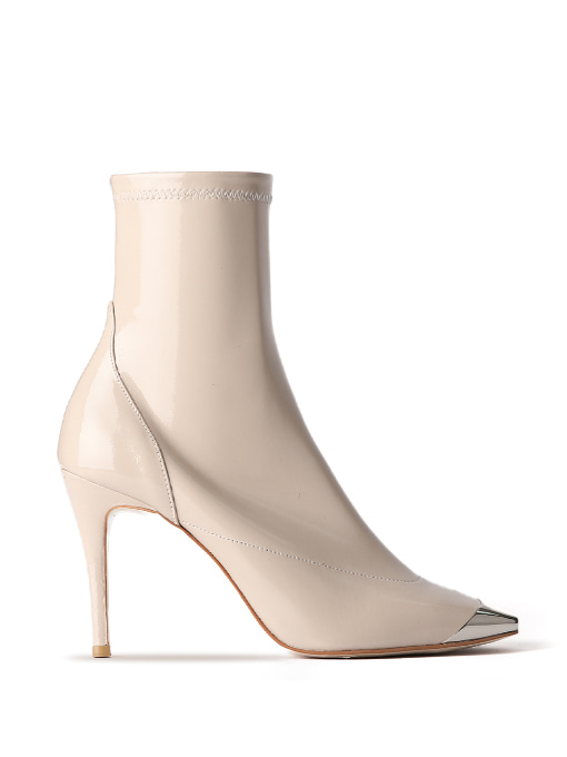 LALA STONE ANKLE BOOTS - BEIGE PATENT