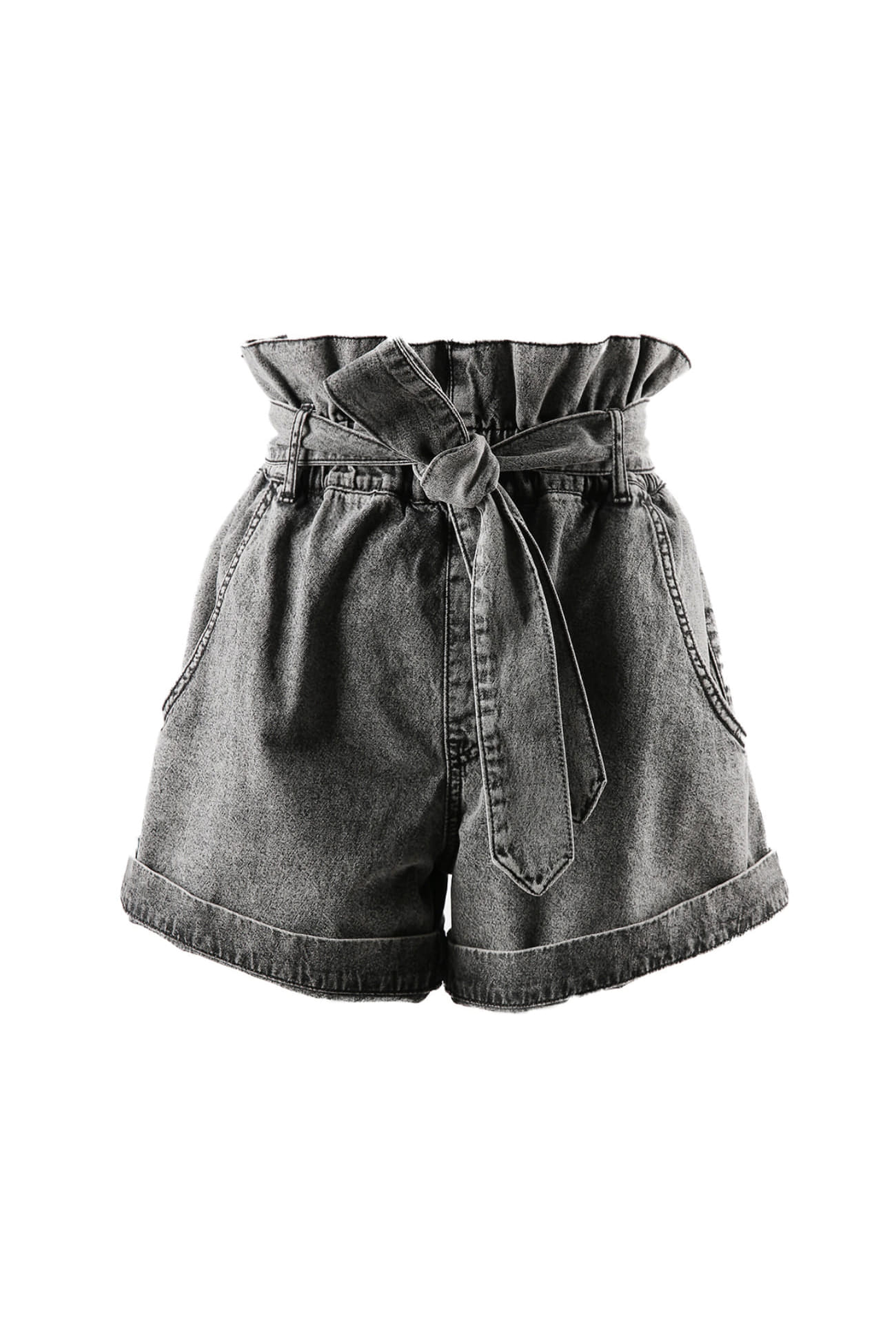 HIGH QUALITY LINE - Pleated 80&#039;s High Rise Denim Shorts (gray)