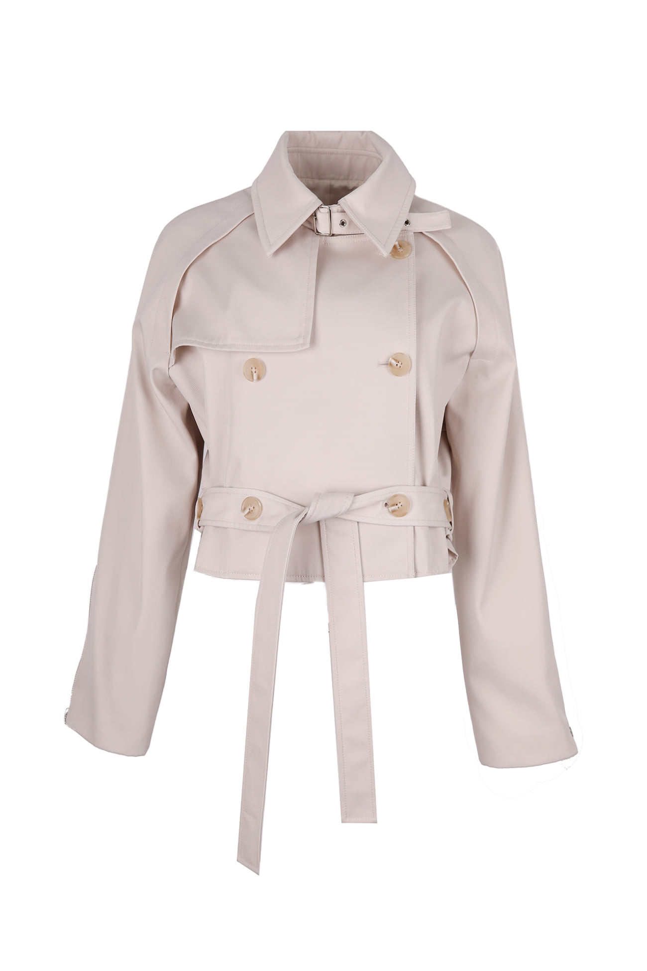 HIGH QUALITY LINE - Double Breasted Short Trench (IVORY)