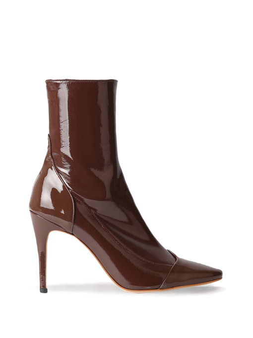CAROLINE ANKLE BOOTS - CHOCO BROWN PATENT