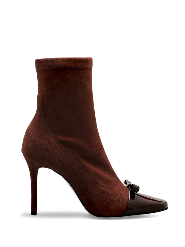 CAROLINE BOW ANKLE BOOTS - RUST BROWN