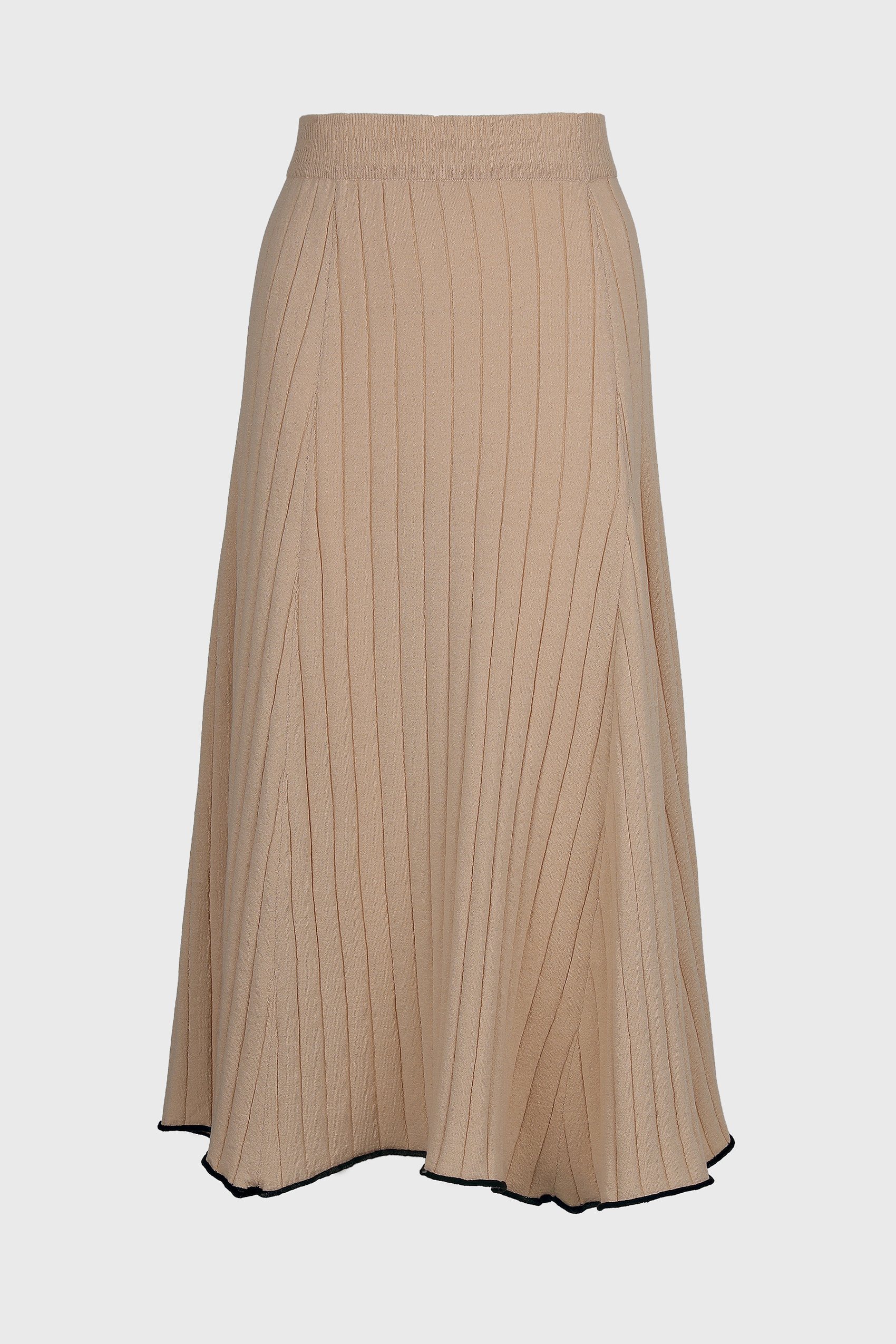 CLASSIC LINE - Ribbed Cotton-blend Knit Skirt (BEIGE)