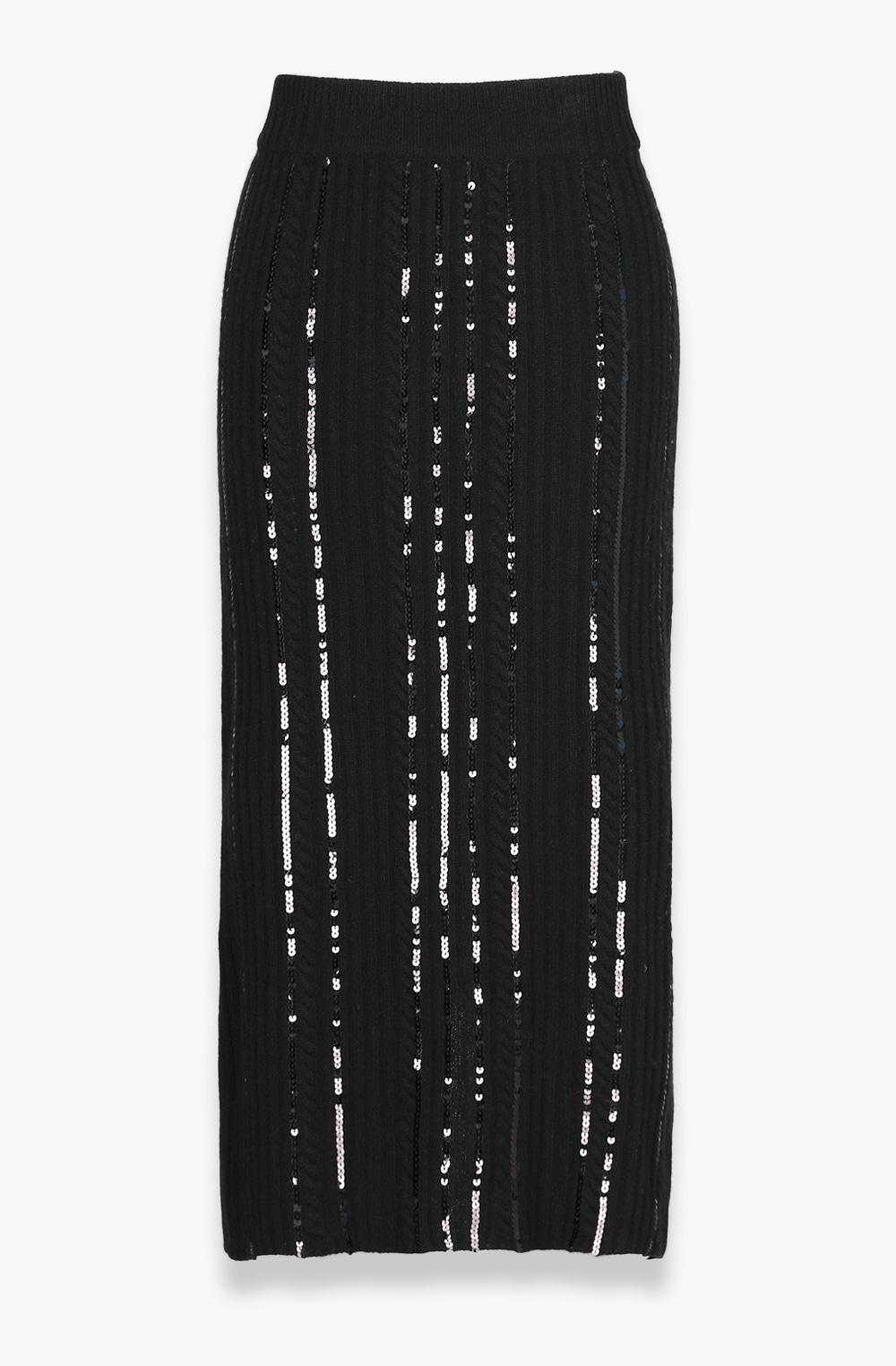 HIGH QUALITY LINE - MYEYEKO 22 Fall/Winter WOOL CASH SEQUIN Embellished KNIT SKIRT (BLACK)