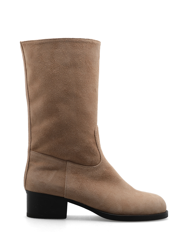 MONTAIGNE MID RIDING BOOTS - TAN BEIGE SUEDE
