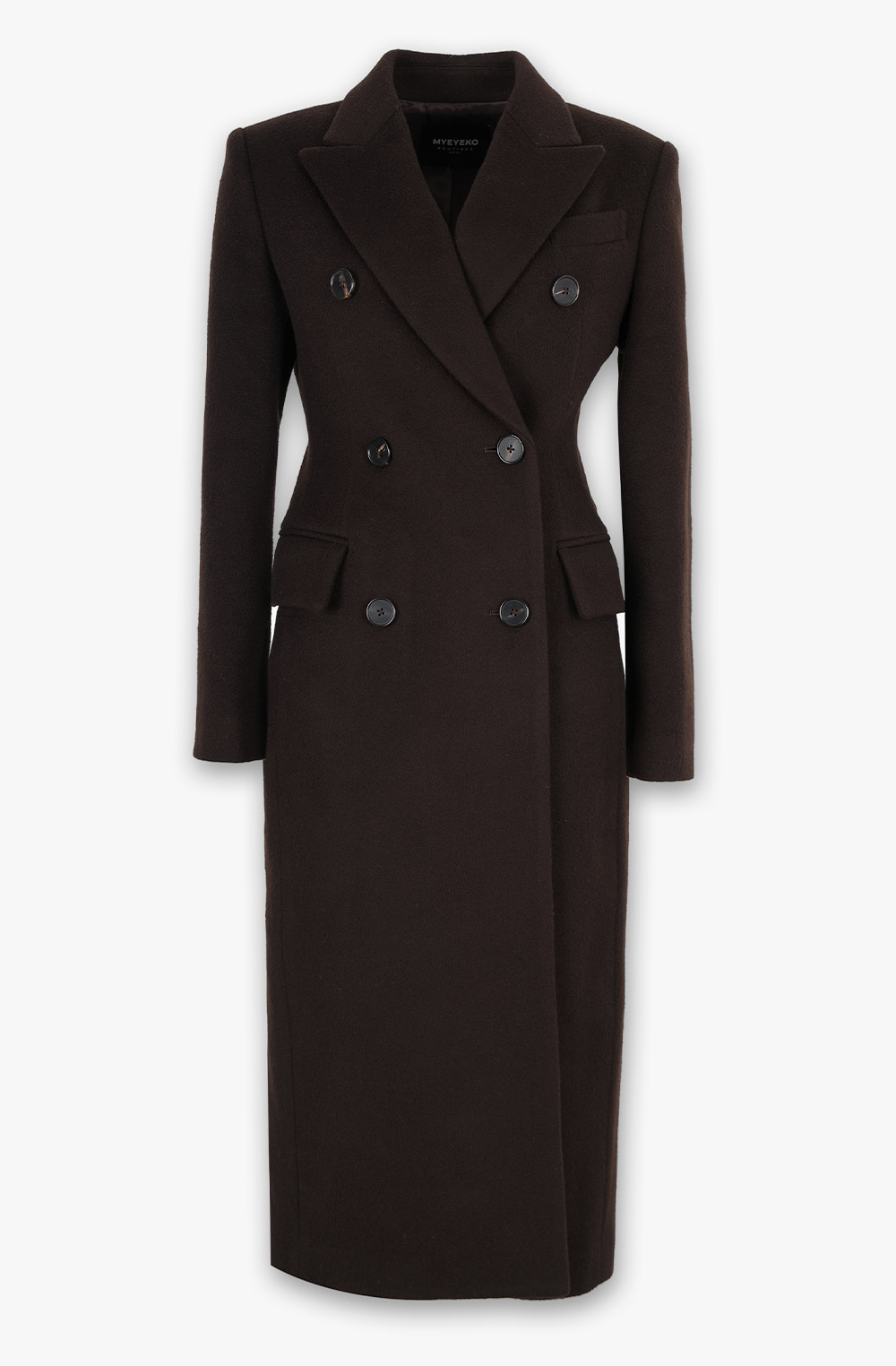 HIGH QUALITY LINE - Tailored Double-Breasted &#039;Danielle&#039; COAT - DEEP CHOCO