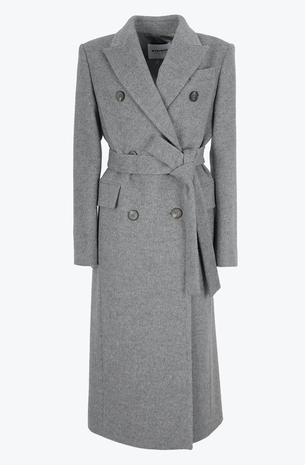 HIGH QUALITY LINE - MYEYEKO 22 Fall/Winter Tailored Double-Breasted &#039;Danielle&#039; COAT - MELANGE GRAY