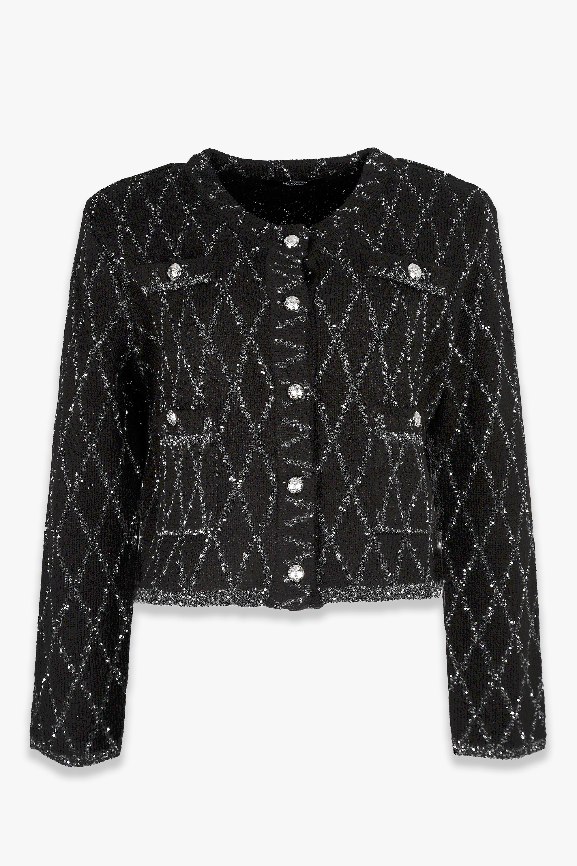 HIGH QUALITY LINE - MYEYEKO 23 SPRING COLLECTION / SEQUIN DIA KNIT JACKET (BLACK) Reorder 