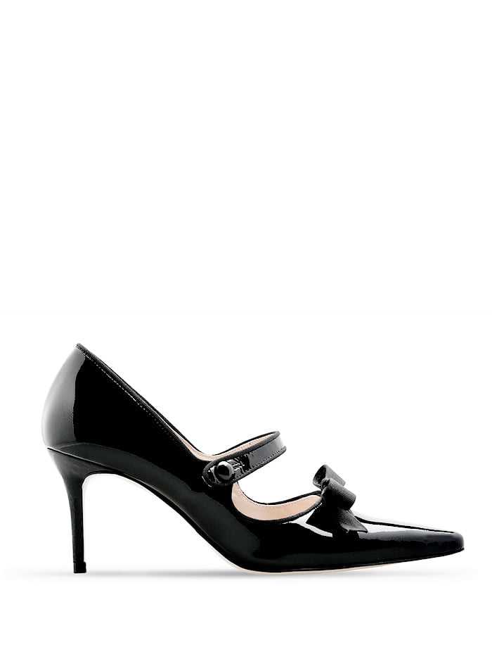CLASSIC GRACE MARY JANE BOW-DATAIL PUMPS - BLACK PATENT