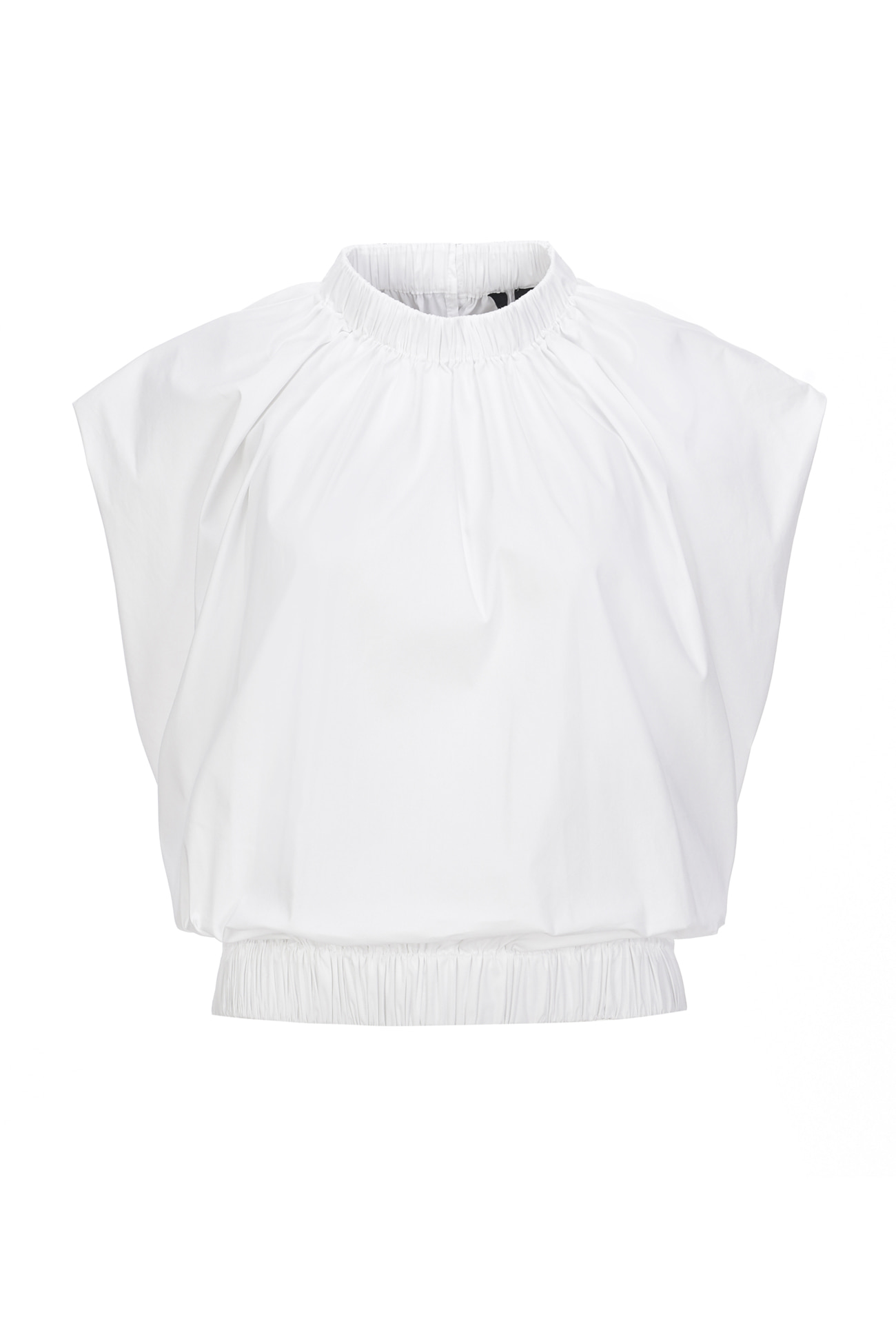 HIGH QUALITY LINE - High-Neck Crepe Blouse (White)