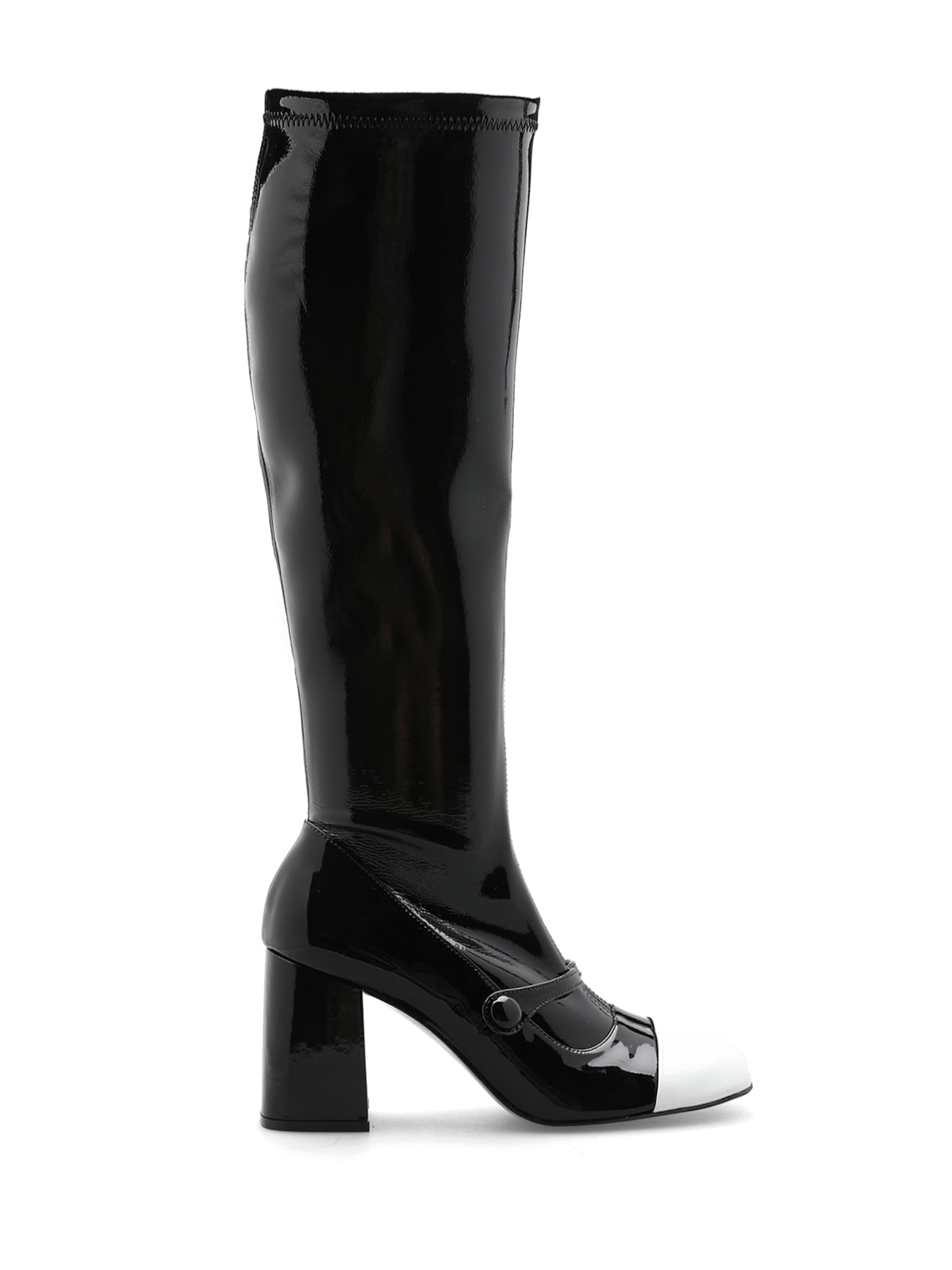KYLIE CAP TOE LEATHER TALL BOOTS - BLACK &amp; WHITE