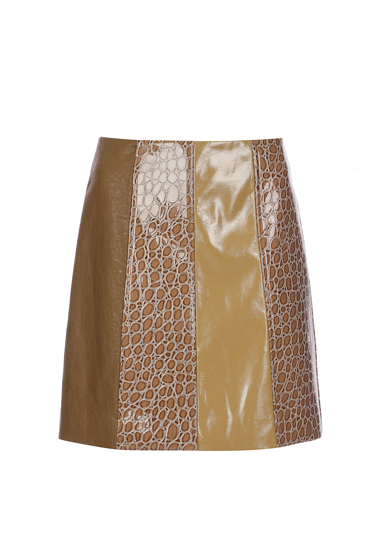 HIGH QUALITY LINE - Brown Mix Faux Leather Skirt