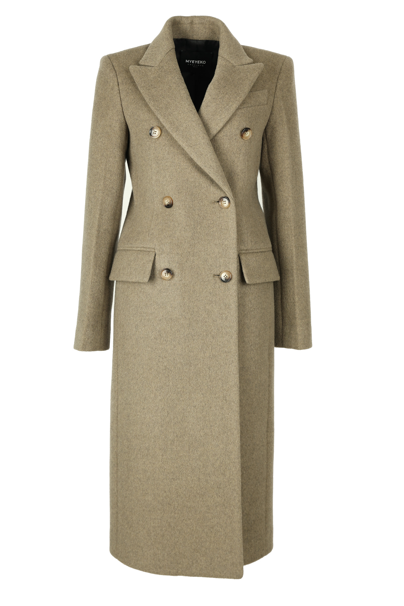 HIGH QUALITY LINE - Tailored Wool and Cashmere Coat (MOSS GREEN)
