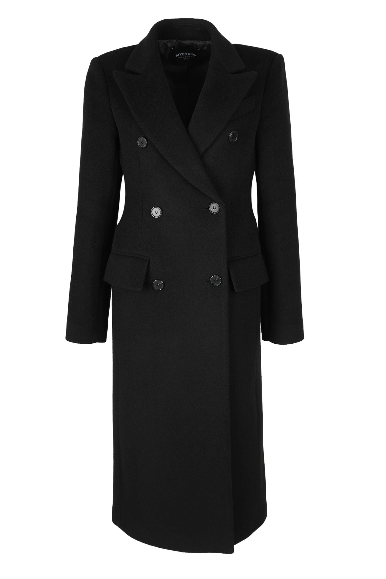 HIGH QUALITY LINE - Tailored Wool and Cashmere Coat (SO BLACK)