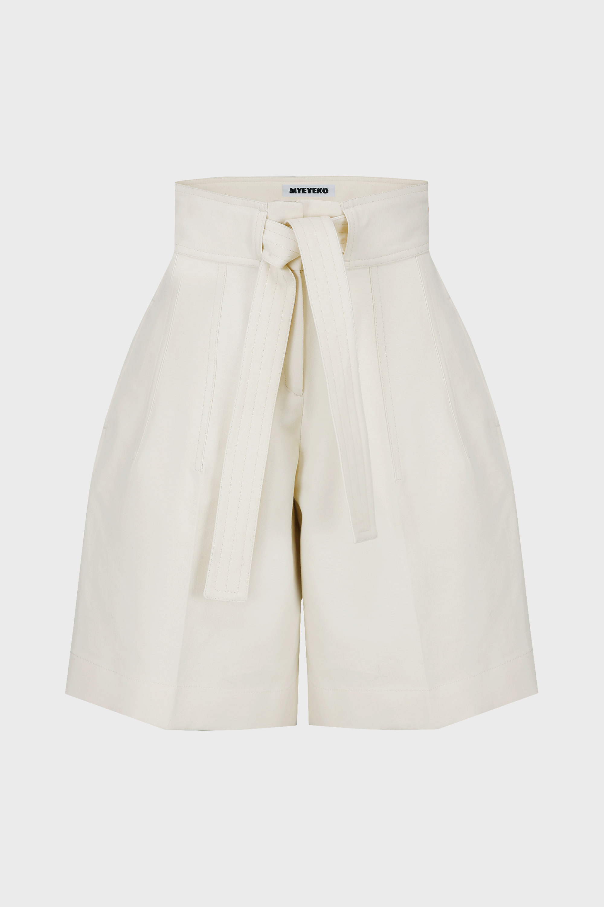 HIGH QUALITY LINE - BELTED COTTON SHORTS (NATURAL)