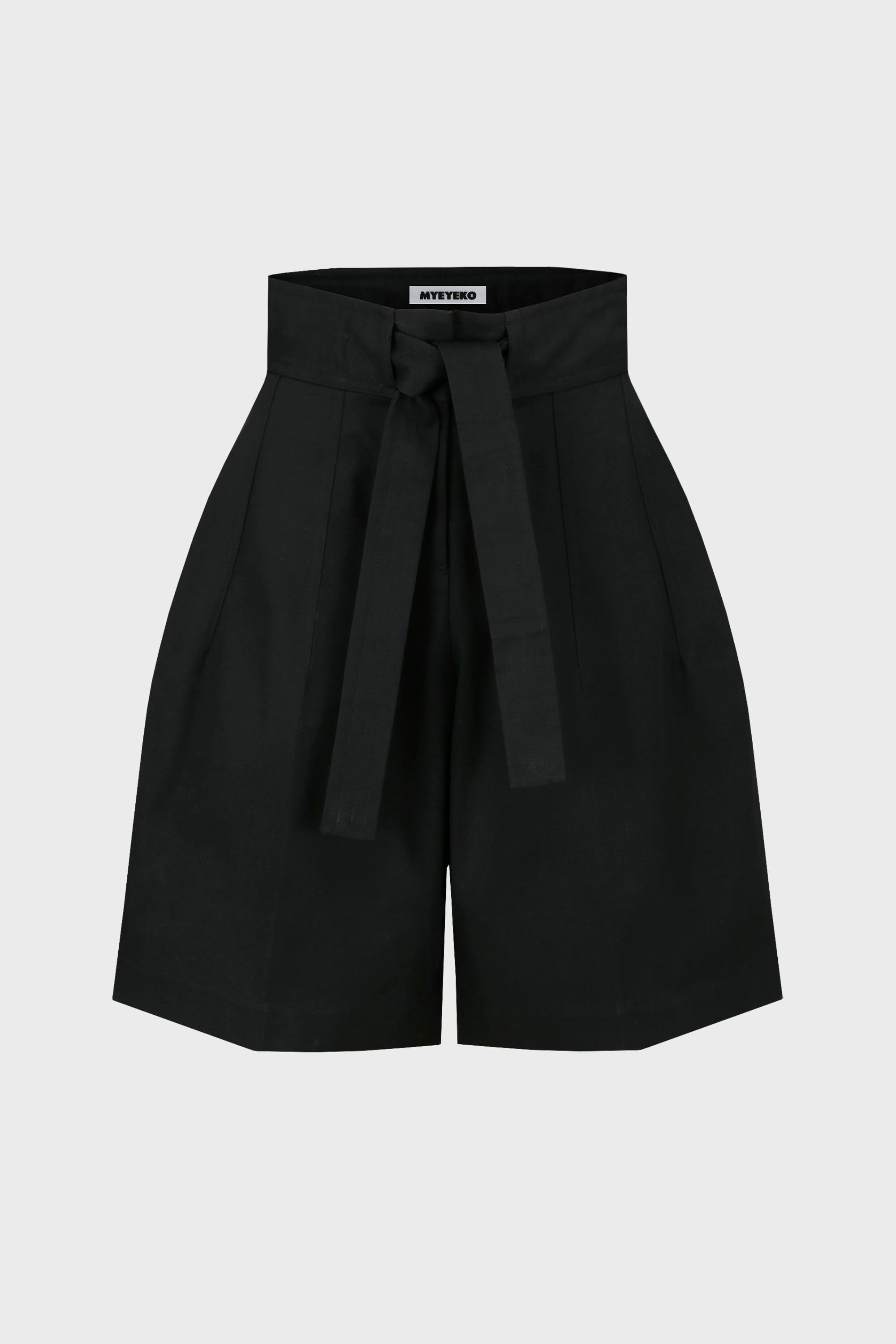 HIGH QUALITY LINE - BELTED COTTON SHORTS (BLACK)