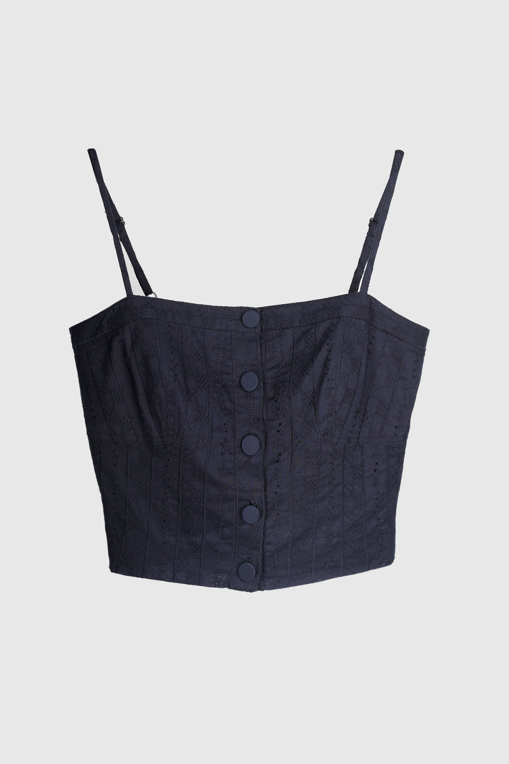 HIGH QUALITY LINE - Eyelet Bustier Crop Top (Fabric by UNI TEXITLE, Made in JAPAN)