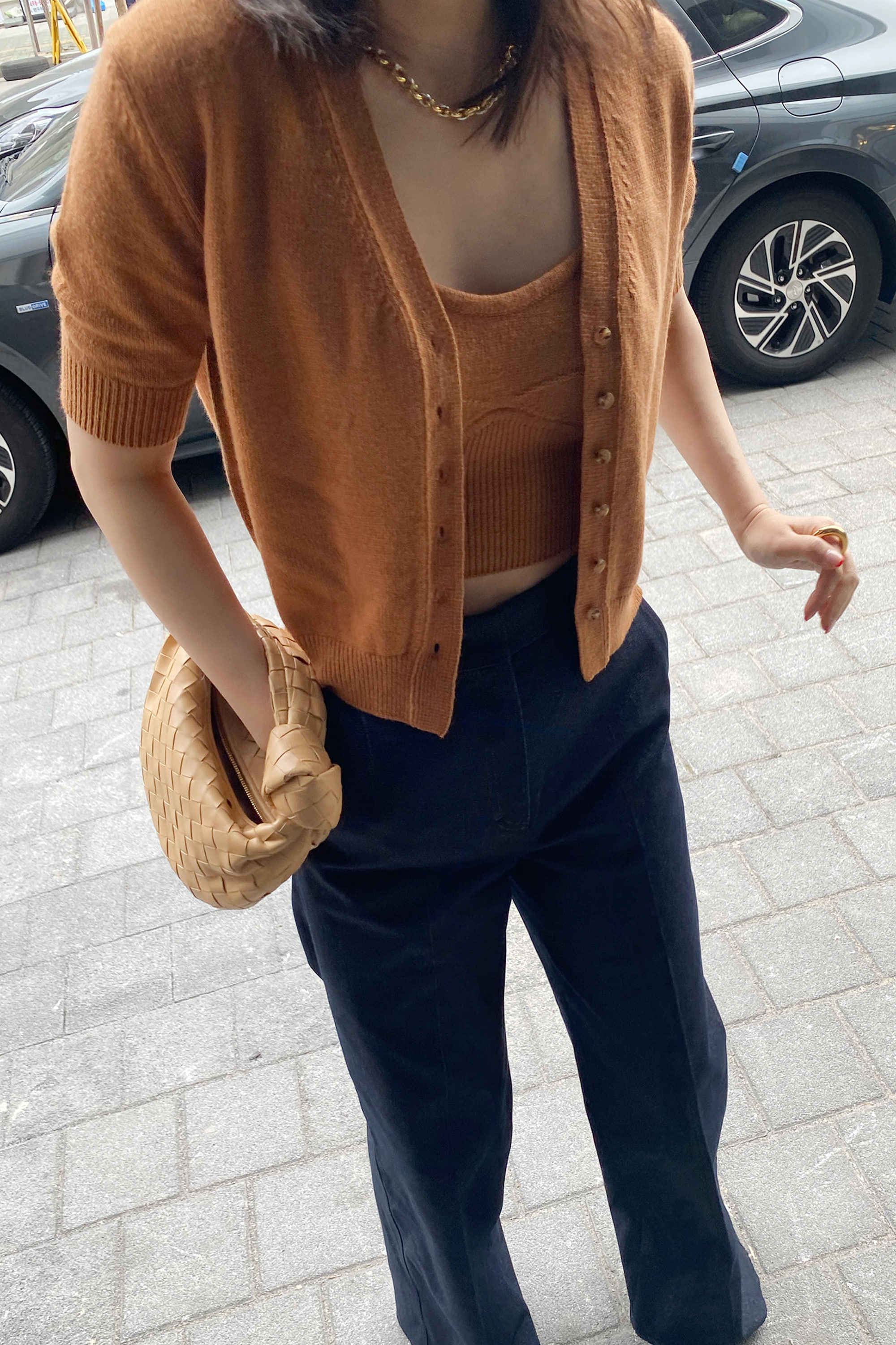 HIGH QUALITY LINE - KNIT BRALETTE AND CARDIGAN SET (RUST BROWN)