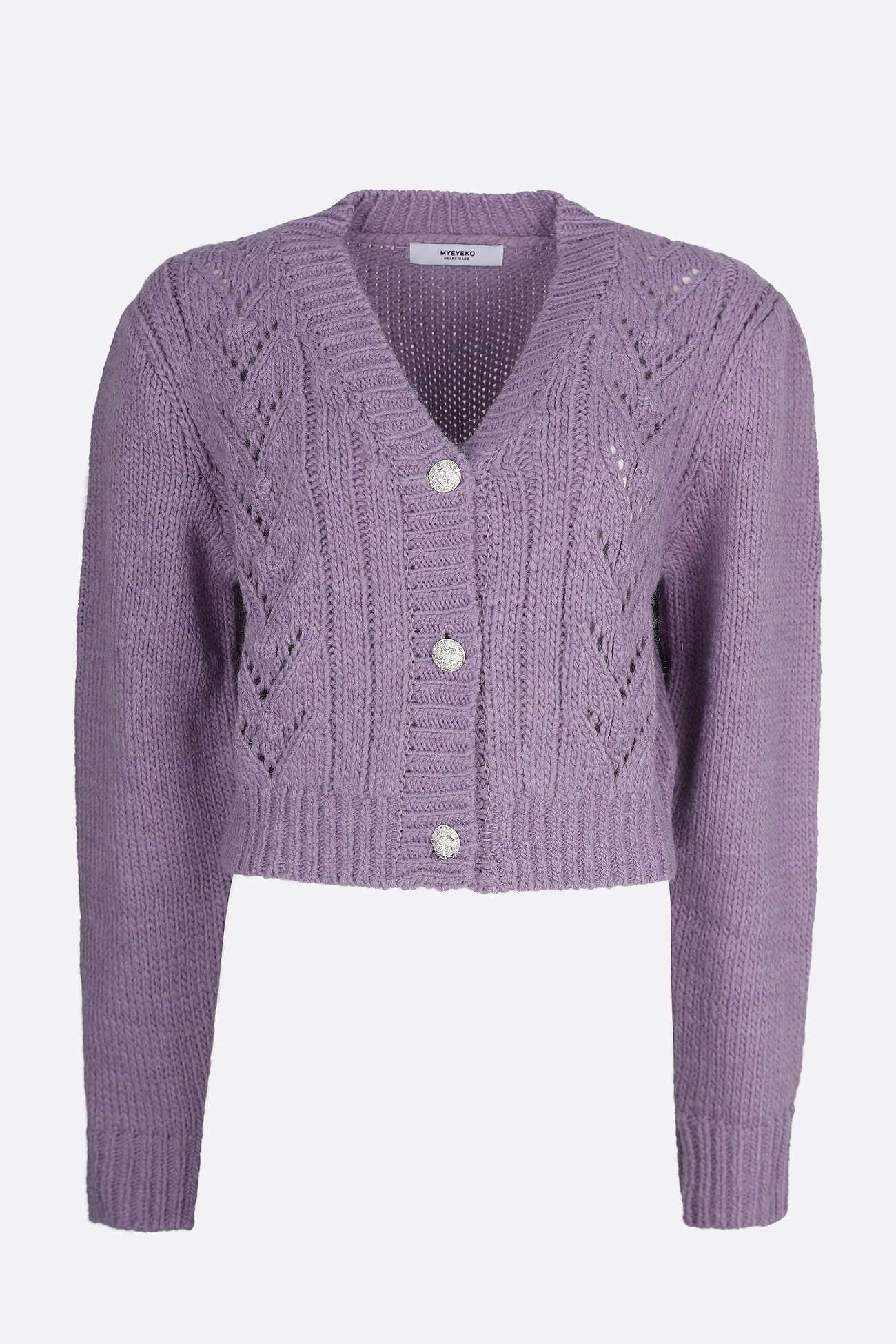 HIGH QUALITY LINE - Pearl-Embellished KNIT Cardigan (PINORI FILATI from italy) VIOLET