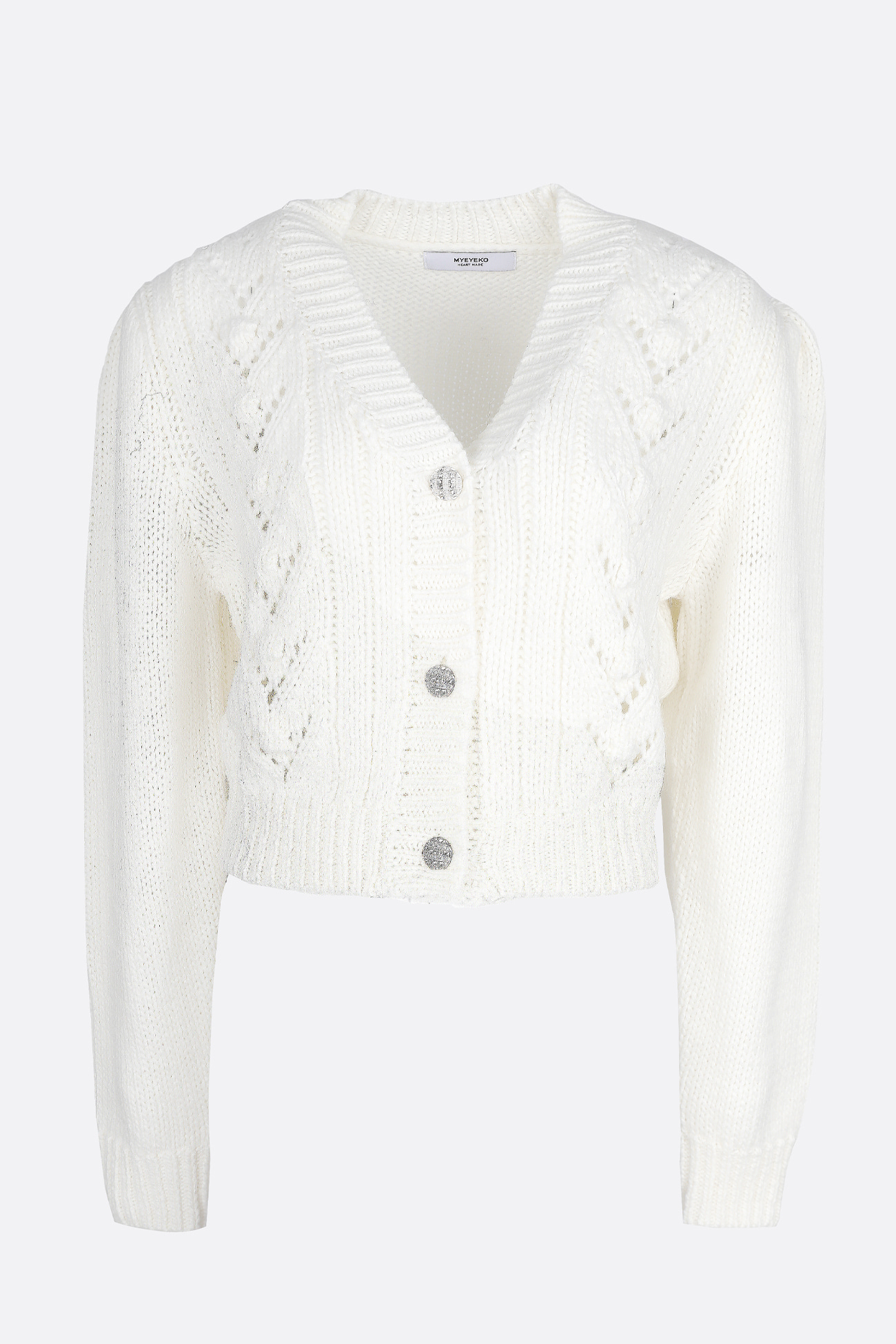 HIGH QUALITY LINE - Pearl-Embellished KNIT Cardigan (PINORI FILATI from italy) IVORY