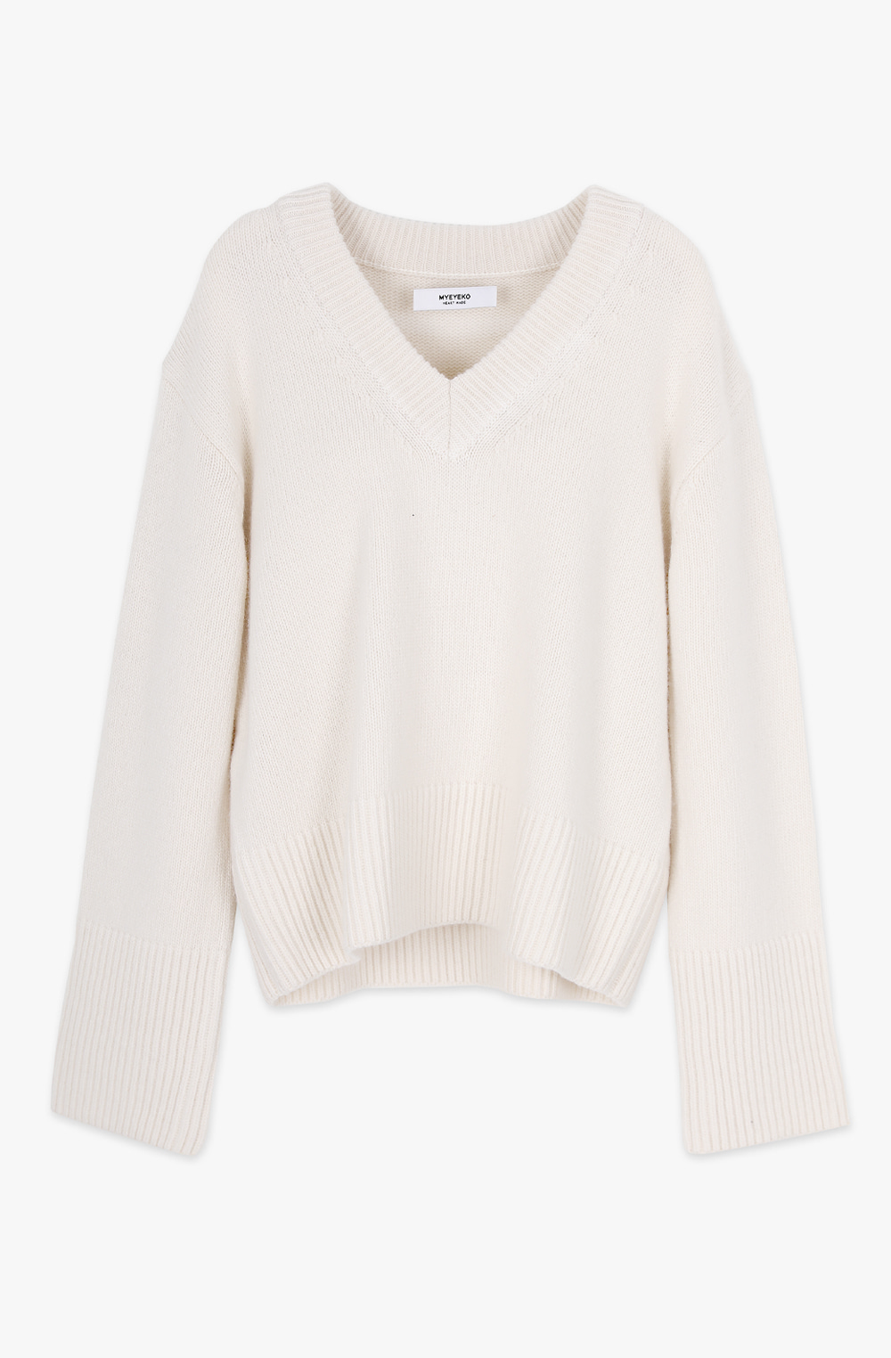 HIGH QUALITY LINE - Yves V-neck Merino Wool &amp; Cashmere Sweater (CREAM IVORY)
