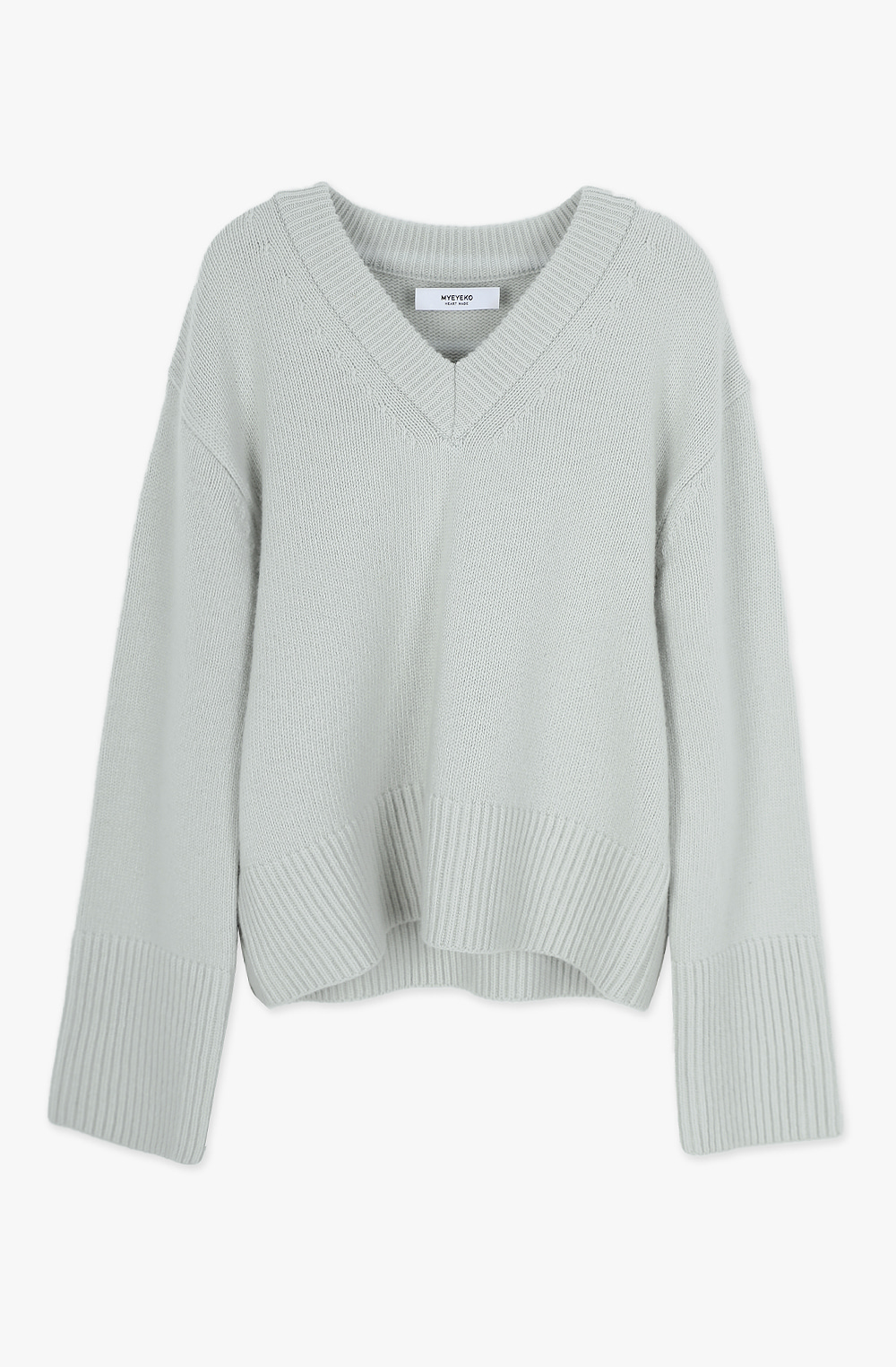 HIGH QUALITY LINE - Yves V-neck Merino Wool &amp; Cashmere Sweater (CREME MINT)