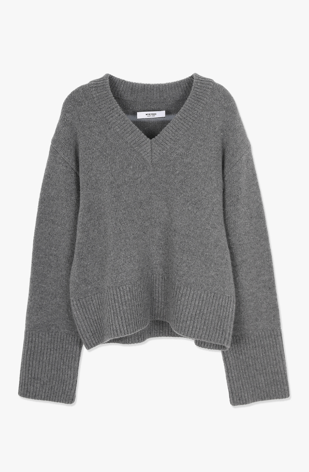 HIGH QUALITY LINE - MYEYEKO 23 Capsule Collection / Yves V-neck Merino Wool &amp; Cashmere Sweater (CHARCOAL GRAY)