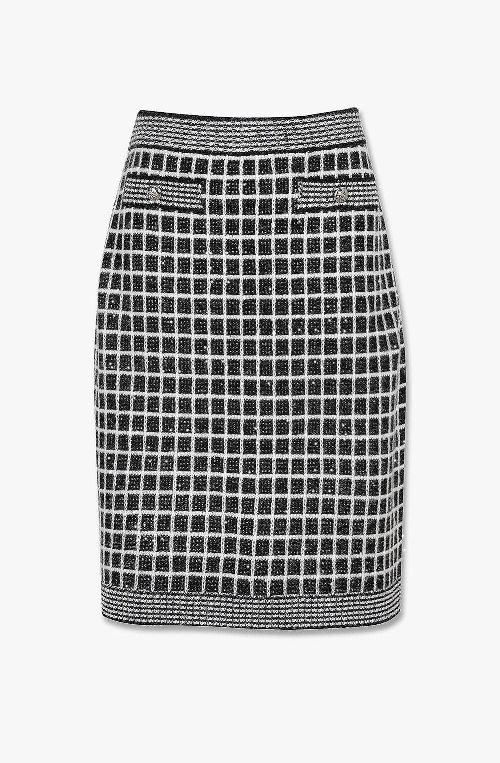 HIGH QUALITY LINE - BARRIE SEQUIN TWEED KNIT SKIRT (BLACK)