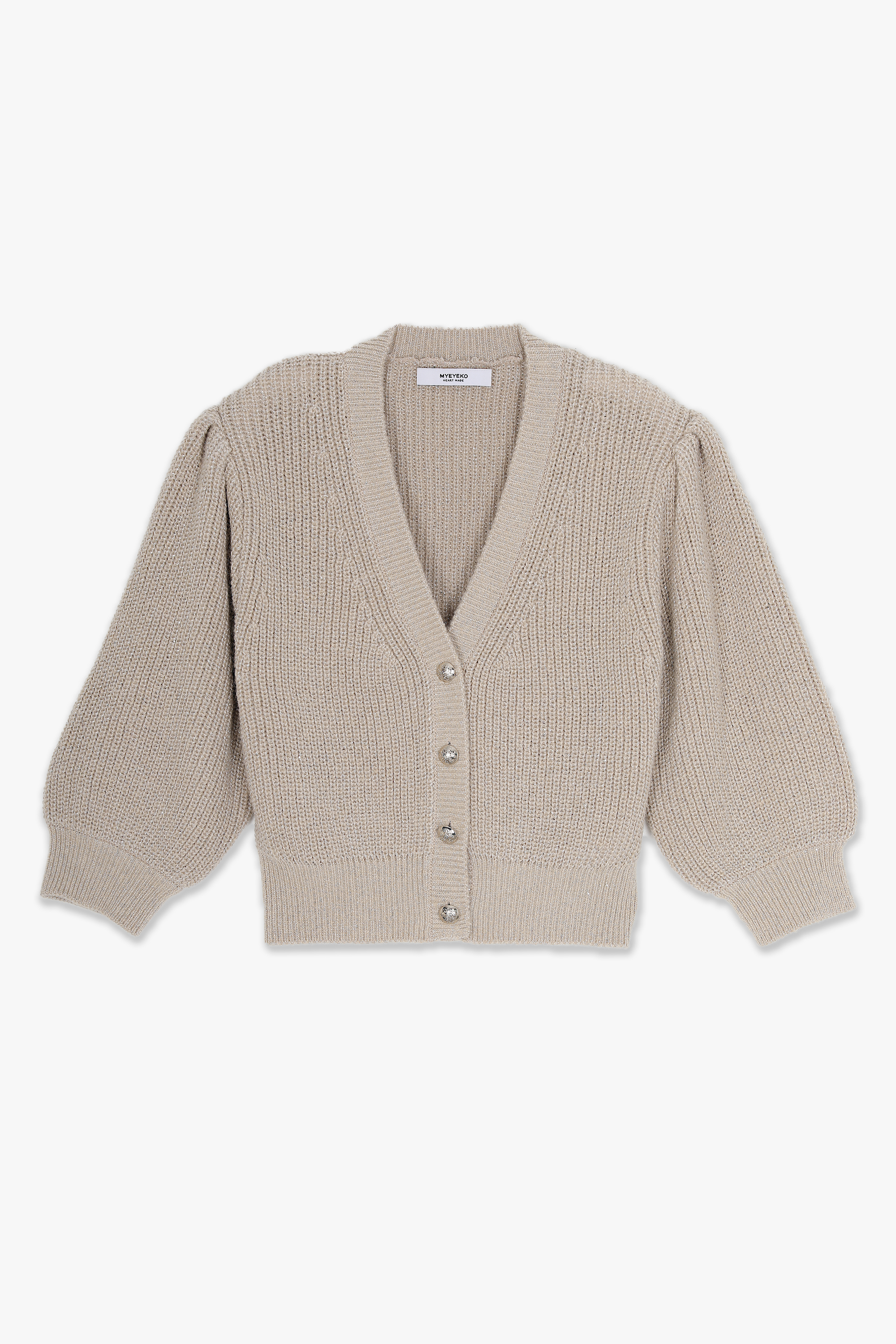 HIGH QUALITY LINE - SYLVIE PUFF-SLEEVE KNIT CARDIGAN (GOLD BEIGE)
