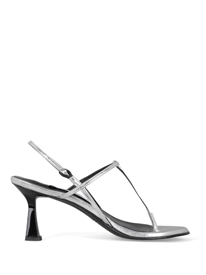 THE CITY LEATHER  SANDALS - SILVER