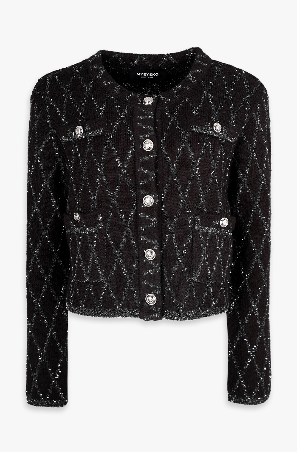 HIGH QUALITY LINE - Sequin Dia Knit Jacket (BLACK) 2차 예약 오더