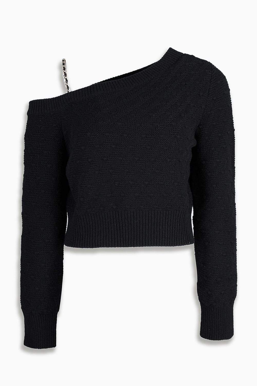 HIGH QUALITY LINE - Olivia Shoulder Chain Knit Top (BLACK)