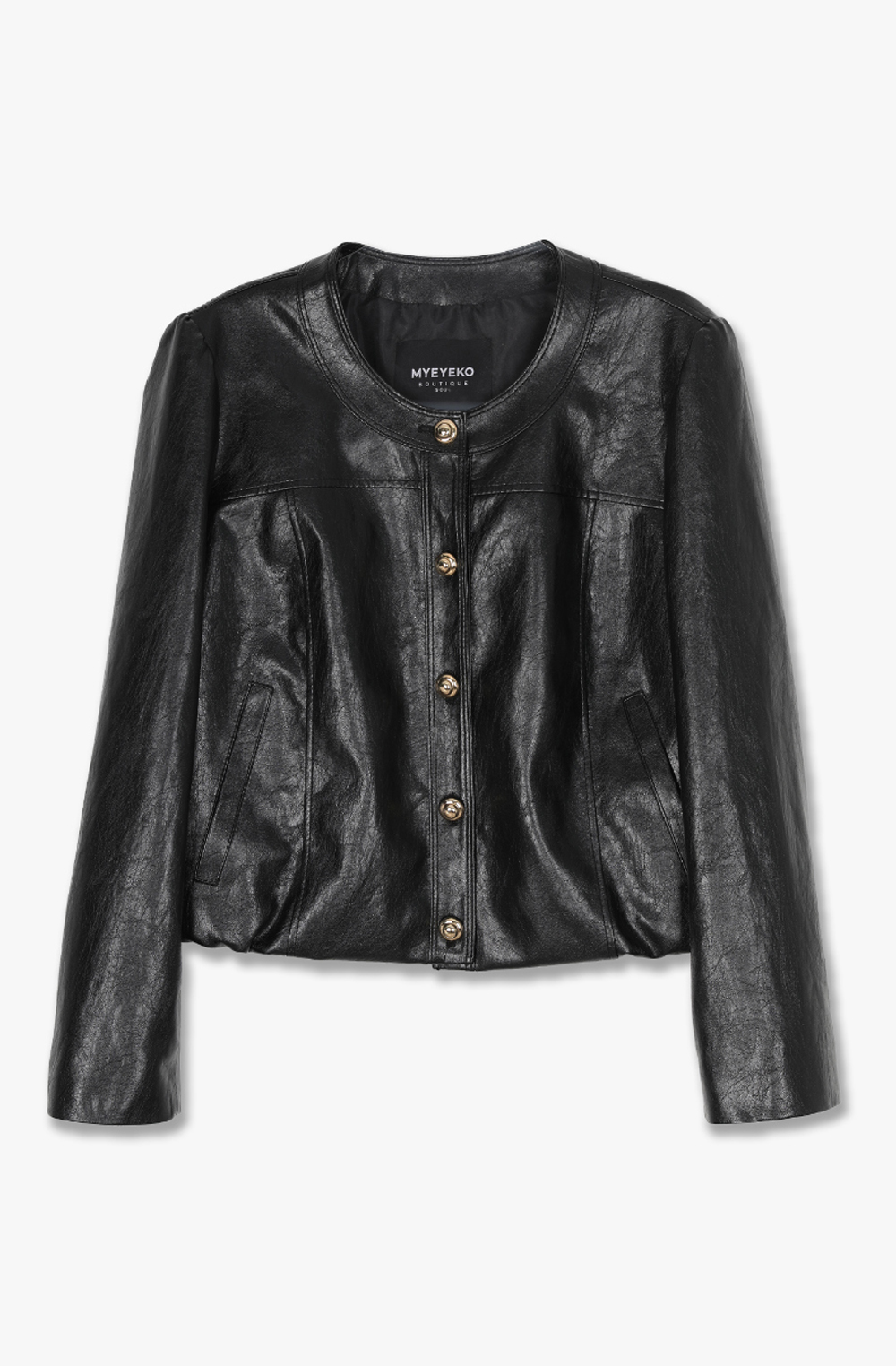 HIGH QUALITY LINE - ROE BLACK FAUX-LEATHER JACKET