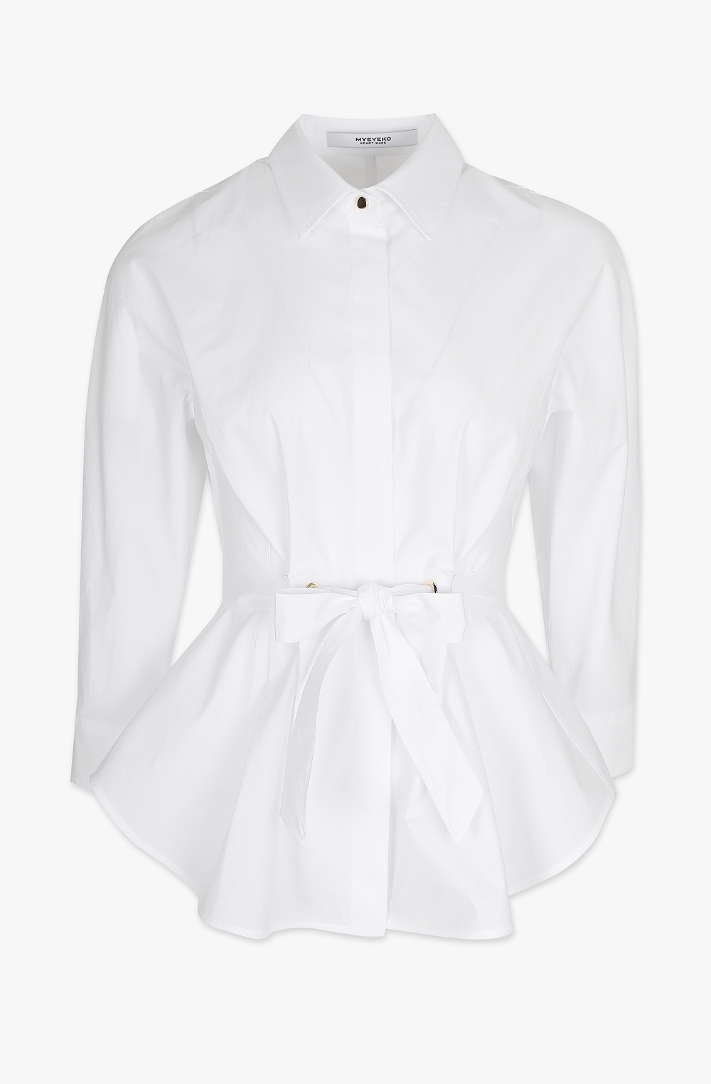HIGH QUALITY LINE - MYEYEKO 23 SUMMER COLLECTION / COTTON FLARE BELTED SHIRTS (WHITE)