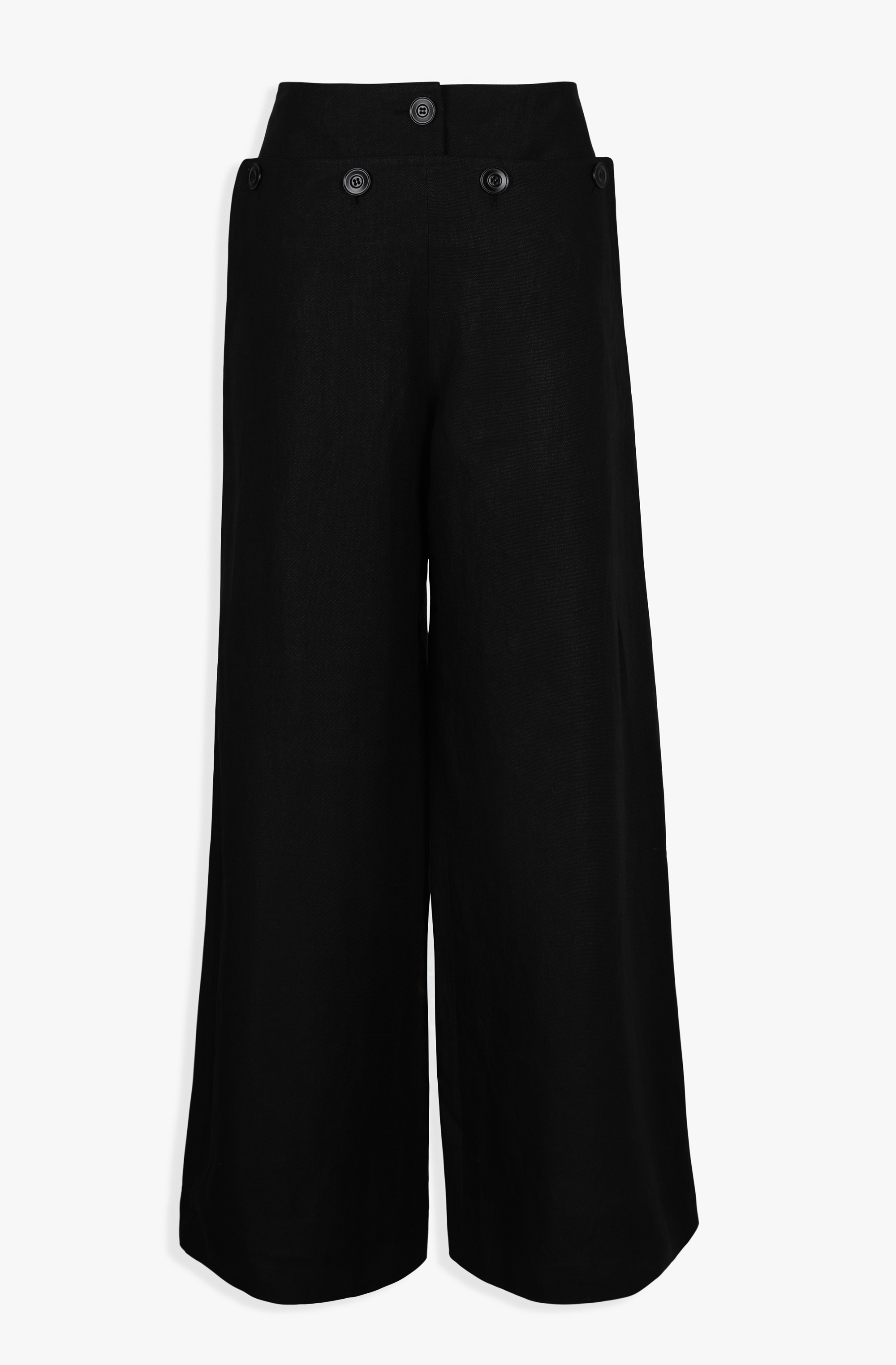 HIGH QUALITY LINE - POSITANO LINEN WIDE TROUSERS (BLACK)